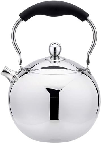 VGVSBG 2L Pfeifender Teekessel, Teekanne aus lebensmittelechtem Edelstahl, Teekessel für Herd, Induktionsherd, Teekanne mit ergonomischem Griff, schnell kochende Hitze-Wasser-Teekanne, SI