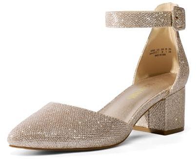 DREAM PAIRS Dam Pumps Classic Heel Dress Shoes för damer bröllop,Size 36,Guld/Glitter,ANNEE