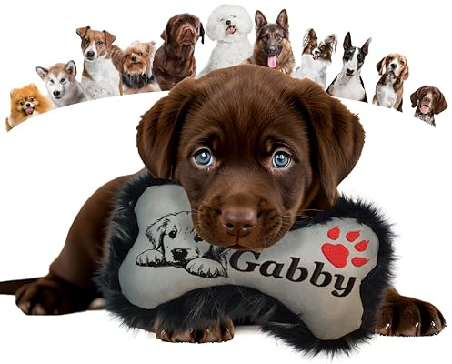 Personalisiertes Hunde Schmusekissen in Knochenform – Kuschelkissen aus Jeans, bestickt mit Wunschname – Größen S bis XL – 20 Farben – Hundeknochen Kissen & Geschenk für Hunde