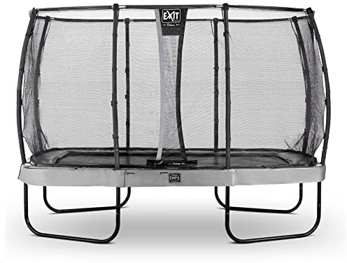 EXIT Toys Elegant Premium Rechteckiges Trampolin - 244x427cm - Deluxe Sicherheitsnetz - Extra Starker und Stabiler Rahmen - Lange Federn - Rostfrei - Einfache Montage - Luxuriöse Ausführung - Grün