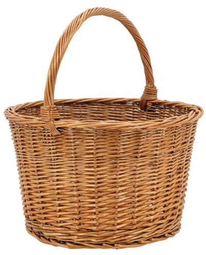 AUBRY GASPARD - Panier De Marché en Osier Ø40 H24-42 - Rangement Élégant et Durable - Idéal pour Courses et Organisation - Facile À Entretenir - Couleur Naturelle - Taille Standard