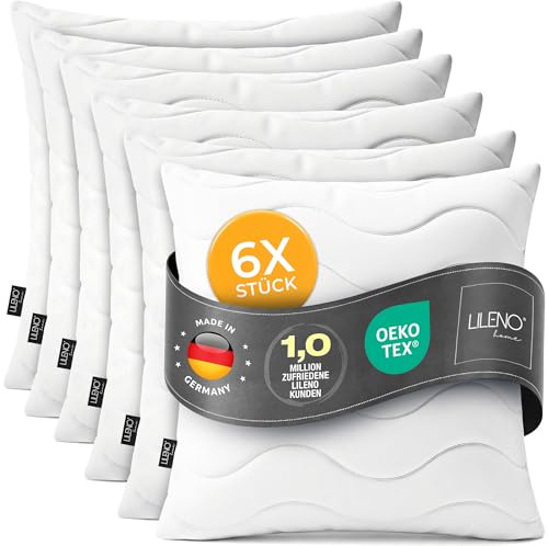 Lileno Home Imbottitura per cuscino, 45 x 45 cm, set da 6 pezzi, cuscino interno trapuntato, per chi soffre di allergie, in microfibra, come cuscino decorativo e cuscino da divano, lavabile a 40 °C