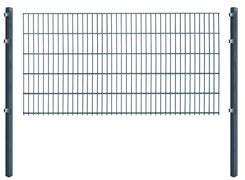 Doppelstabmattenzaun - Komplettset inkl. Pfosten (60x40mm) und Montagematerial - Verschiedene Längen und Höhen – Grün oder Anthrazit (L 4 m - H 103 cm, anthrazit)