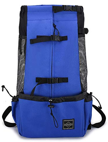 AOOM Haustier-Rucksack, Schultergurt, Belüftung, kann gewaschen werden, Outdoor-Rad-Rucksack, Einkaufen, blau, XL