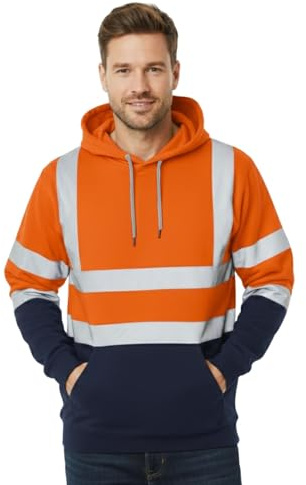 Hamishkane® Herren Fleece Pullover Warnschutzjacke Langarm Reflektor Jacke Herren Baustellen Hi Vis Hoodie Sweatshirt Warnjacke Winter