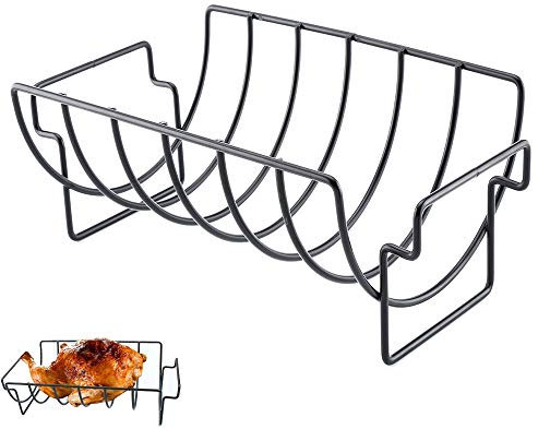 Ritte Porta Costolette BBQ, Supporto per Arrosto Bistecca, Supporto per Costolette Barbecue in Metallo Antiaderente Multifunzione per Barbecue All'Aperto, Contiene 6 Rastrelliere per Costole