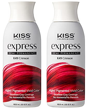 KISS Express Semi-Permanent Hair Color 100mL (3.5 US fl.oz) (2 Pack, Crimson)