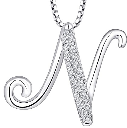 starchenie 925 Silber Buchstaben Halskette A-Z Anhänger Initiale mit 3A Zirkonia für Damen Geburtstagsgeschenk