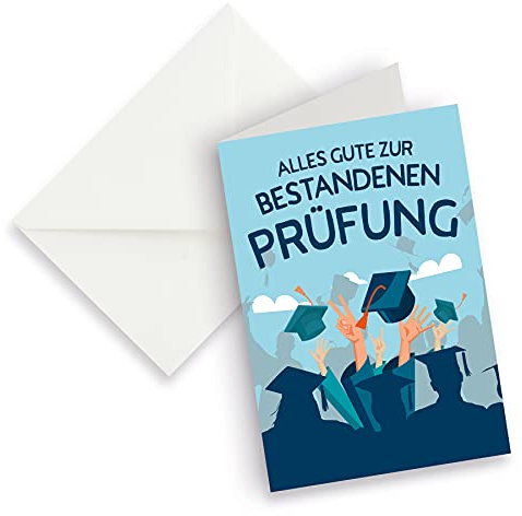 itenga XXL Klappkarte DIN A4 Alles Gute zur Prüfung und XXL Briefumschlag - Grußkarte Glückwunschkarte zur Prüfung