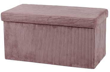 Large Ottoman Foldaway Storage Blanket Toy Box Bench Corduroy Pouffe Footstool Ottoman (Pink, 76cm x 38cm)
