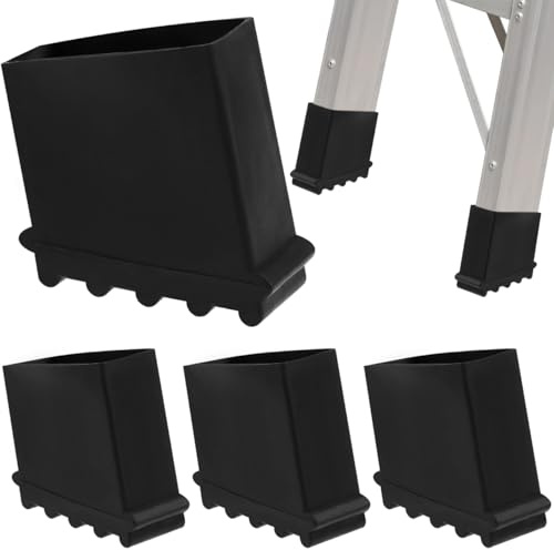 4 StüCk Leiter FüßE Universal Rutschfeste LeiterfüßE, Gummi rutschfeste LeiterfüßE Trittleiter fuß, FußKappen Schutzkappen Für Leitern Für Heimarbeiter Klappleiter(Schwarz)