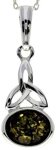 SilverAmber Jewellery Echter Grüner baltischer Bernstein & Sterlingsilber Klassischer keltischer Anhänger ohne Kette – 1833G