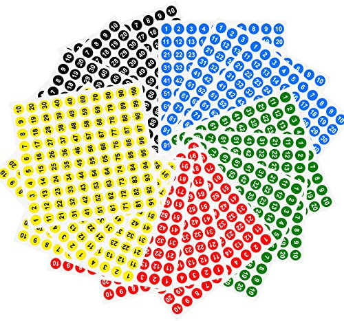 Cerioll Nummern Aufkleber, 15 Stück, Runde, Selbstklebende, Wasserdichte, UV-Beständige, 1-100 Nummeriert, 10 mm Durchmesser, für Aufbewahrungsboxen, Schließfächer, Drinnen und Draußen