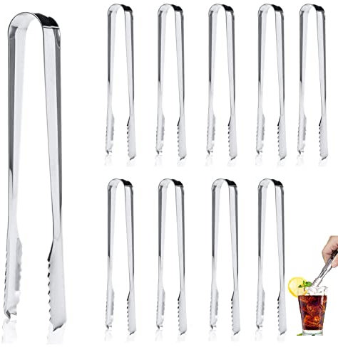 Eiszange Set, 10 Stück Edelstahl Zuckerzange Eiswürfelzange Salatzange Gebäckzange Süßigkeiten Candy Clip Servierzange Küchenzange für Hochzeit Party Candy Bar
