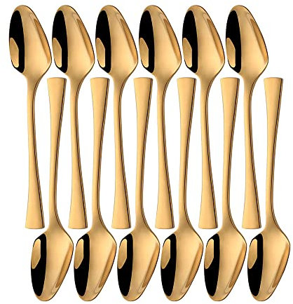 Meisha Kaffeelöffel aus Edelstahl, 12er Pack, 12cm Gold Dessertlöffel Ideal für den täglichen Gebrauch