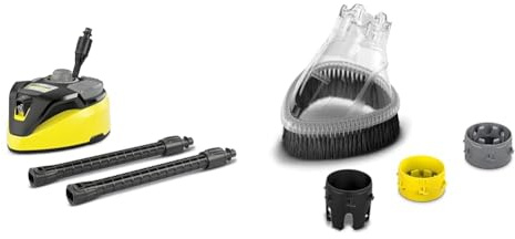 Kärcher Flächenreiniger T-Racer T 7 Plus (Spritzwasserschutz, für große Flächen, Zwei Flachstrahldüsen, Handgriff für senkrechtes Arbeiten, Powerdüse, Spüldüse) & Spritzschutz für Dreckfräser