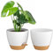ZMTECH 25 cm Plant Pots with Drainage Holes Saucer Self Watering Planters with Watering Inlet Plastic Flower Pot for Indoor Outdoor Plants (Set of 2, White)