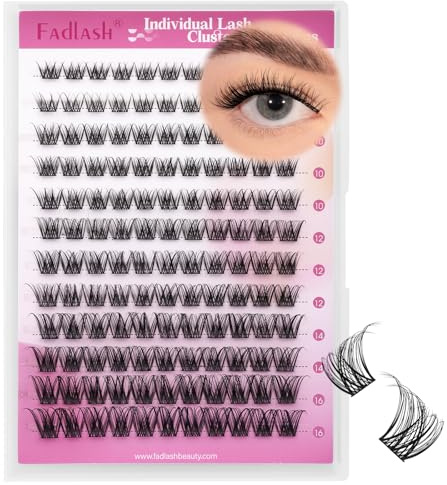FADLASH Fadlash Einzelne Wiederverwendbar Cluster Lashes D Curl 0.07mm DIY Cluster Wimpern für Anfänger Wimpernbüschel Extensions(0.07-D-Mix(8-16))