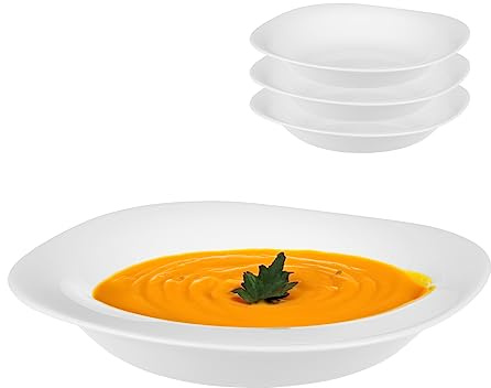 GALICJA Teller Tief QUADRO – Tiefer Teller – Speiseteller – Plates – Essgeschirr – Tafelservice – Teller Flach – Essteller Weiß – Essservice – Essgeschirr Teller – Tableware – Plate – 23 cm