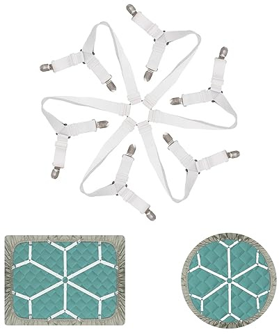 hongmo Verstellbare Bettlakenspanner, Sichere Befestigung für Topper und Matratze, Elastische Bettlakenspanngurte, Perfekter Halt mit Klammern, Praktischer Betttuchspanner, 3-Wege-6-Seiten-Clips