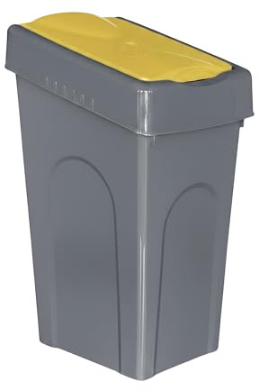 Optimal Products 50L Plastic Recycling Bin Rubbish Dustbin Kitchen Garden Recycle Waste Bin With Lid (Yellow, 1)