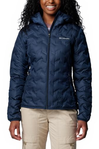 Columbia Delta Ridge Down Hooded Jacket, Chaqueta De Plumas Acolchada Con Capucha Mujer, Collegiate Navy, S