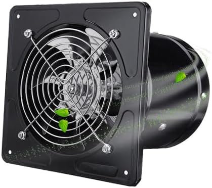 IGTOPS Ventilatore a tubo assiale, diametro 100 mm, ventola di scarico, ventilatore industriale, resistente al calore, per bagno, WC, cucina, serra, tenda, garage, bianco (Black-150 mm-A)