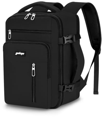 YOKGO Ryanair Väska 40x20x25,Kabinväska 20L,Handbagage Reseryggsäck för Män och Kvinnor, med 15,6 Laptopfack. Perfekt för Semester, Arbete och Skola Svart