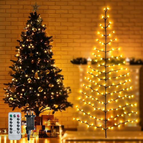 Ciskotu LED Christmas Twig String Lights, 8 Modes 180 LEDs Lighted Willow Tree Vine Fairy Lights Plug in Powered, Warm White LED Light Christmas Tree Decoration for Wall Indoor Bedroom Living Room
