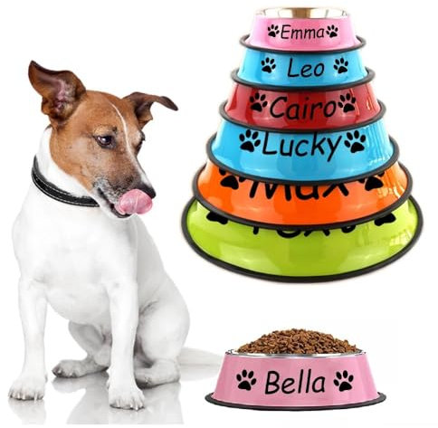 XFZDKJSD Personalisierte Hundenäpfe mit Namen, individueller Name für Hunde und Katzen, Edelstahlnapf, personalisierter Futternapf, Wassernapf mit Namen (18 cm)
