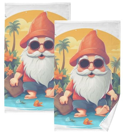 senya Towels Cotton Hand Towels Pack of 2, Dwarf Beach Palm Trees Ultra Soft Highly Absorbent Towels for Bathroom, 16x28 Inches