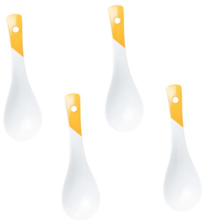 Hoement 4stücke Teiliges Keramische Suppenlöffel Gelb-weiße Porzellansuppenlöffel Vielseitige Reis Und Dessertlöffel Für Suppen Und Reisgerichte Und Anwendung