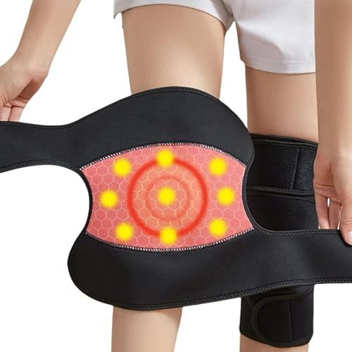 ITODA 1 Paire Genouillères Réglables avec Tourmaline Auto-chauffant Genouillères Unisexes Thermiques Protège Genoux Tourmaline Magnétique Soutien Genou Compression Chaude Genouillère Sport Fitness