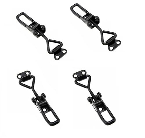 4Pcs Black Toggle Latch Clamp, Adjustable Quick Release Metal Pull Action Toggle Latches for Cabinet Boxes