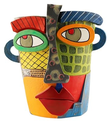 realideas Picasso Brutalist Abstrakte Schönheit Gesicht Blumentopf Ornamente – Einzigartige Gesichtspflanzgefäße Töpfe Regenbogen Kopf Pflanzgefäß Dekorativer Blumenbehälter für Innen- und