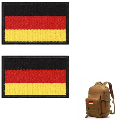 2Pcs Deutschland Patches Klett,5x8cm Deutschland Flagge Klett Patch,Deutschland Flaggen Patch Gestickt Abzeichen mit Klett,Klettverschluss Patches für Kleidung Weste Rucksack Uniform Militär Taktisch