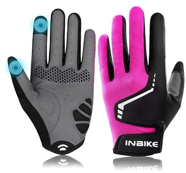 INBIKE Cycling Gloves, Padded Mountain Bike Gloves for Men Women, Shock-Absorbing Touchscreen Lightweight Bicycle Glove