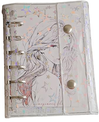 Transparent Binder - Classeur Transparent PVC Motif Étoile | Organiseur Autocollants Amovibles M5 A7 | Pochette Rangement Cartes | Cahier de Stickers pour Jeunes et