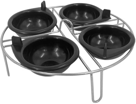 4x Large Egg Poacher Cups & Stainless Steel Rack, Durable Plastic, Reusable Non-Stick Design for Perfect Poached Eggs, Easy to Use and Clean, Ideal for Home Cooking