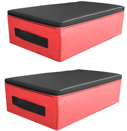 LeeQinersw 2 Stück Barbell Kissen Pad Gewichtheben Drop Pad Geräuschabsorbierende Crash Matte Fitnessmatte Aus Schwamm für Bodybuilding Gymnastikraum Bodenschutz, Rot Schwarz