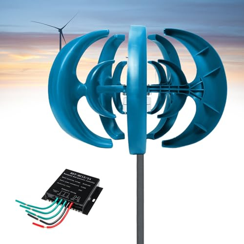 Kit generatore Eolico Verticale da 10000 W - Regolatore a magneti permanenti trifase a 5 Pale da 12 V/24 V per Barche, cabine, terrazze - Soluzione efficiente per l'energia rinnovabile