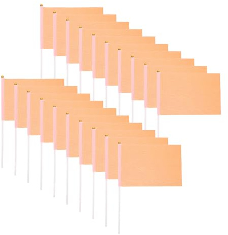 Gatuida Mini Banderas Naranjas de Mano Palo 14X21 CM 50 Unidades Banderas de Señalización de Poliéster Resistentes para Decoración Exterior Fiestas Desfiles y Eventos Festivos