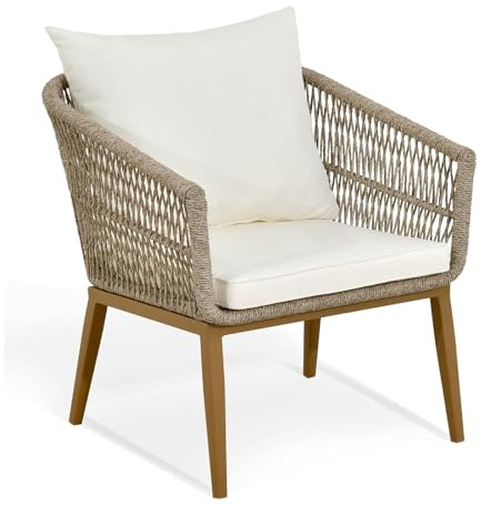 Silla de ratán para exteriores, sillón de mimbre de polietileno para patio, patio, piscina, balcón, comedor, solución elegante y de asiento