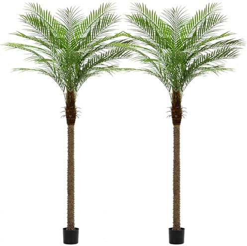 ZEEOZE 240cm Artificial Phoenix Palm Tree Tall Artificial Palm Trees with 18 Adjustable Leaves,Faux Phoenix Palm Plants for Outside Patio Pool Home Office Living Room Yard (2Pcs,240cm)