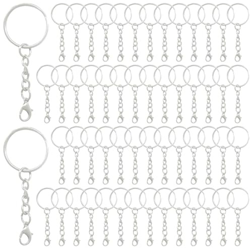 CINGHIA 100 Pezzi Keychain,Catena Portachiavi 25mm,Portachiavi Anelli per Gioielli Fai Da Te