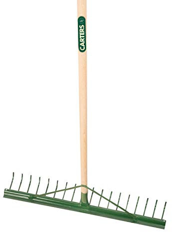 PDL – Pegdev - Carters 18-Tooth 70cm Heavy Duty Metal Landscape Rake for Contractors - Ground Care Tool with Hardwood Handle. Soil, Grass, Sand, Leaves