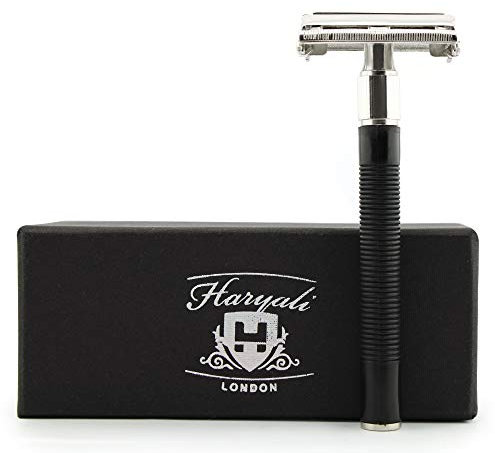 Rasoio classico in stile farfalla nera, con doppio bordo, rasoio da barba vintage, di sicurezza, per gli uomini Il set viene venduto in una scatola pregiata.