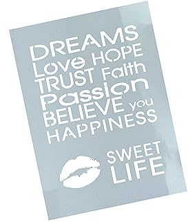 Schablone XL Sweet Life mit Kussmund - Textschablone Stencil Wandschablone - Malerei Airbrush Textilgestaltung Wand Deko Möbel Dekor - zAcheR-fineT