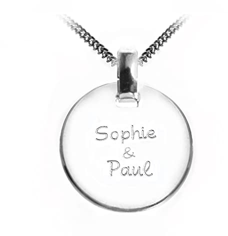 Runder Anhänger mit individueller Gravur – 925 Sterlingsilber Kette für Damen, personalisiertes Geschenk für Geburtstage & mehr