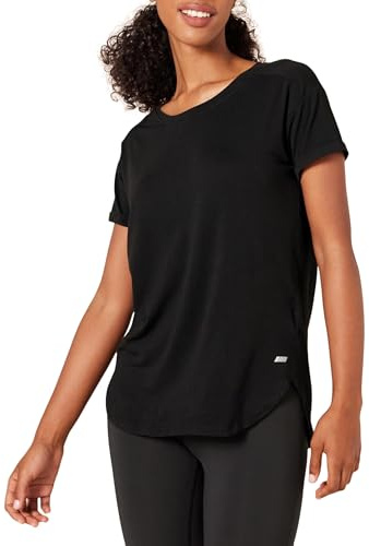 Amazon Essentials Women's Studio Relaxed-Fit Lightweight Crew Neck T-Shirt (Available in Plus Size), Black, XL